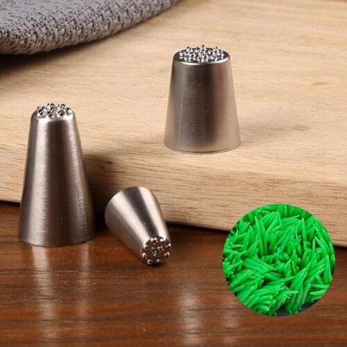 3Pc Steel Cream Decoration Mouth Small Grass Shape Cream Nozzle Baking Tools Grass Cream Icing Nozzles Pastry Decorate