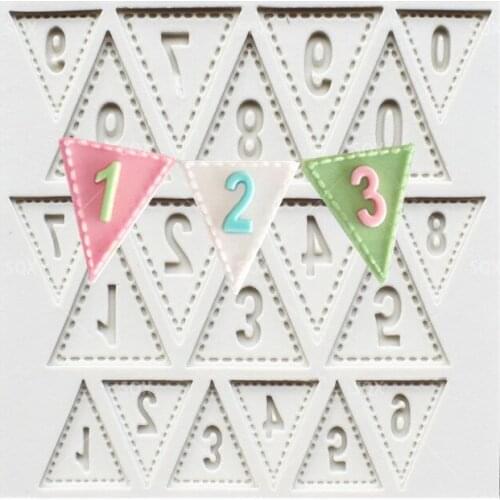 3D Bunting Number Letter Alphabet Silicone Fondant Mould Cake Decorating Baking Tools Kitchen Accessories SQ15314