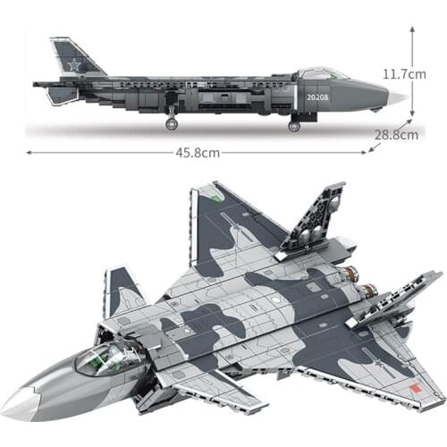 775Pcs MOC Military J-20 Fighter Building Block Airplane Modern High-tech Army War Aircraft Bricks Educational Toys for Children