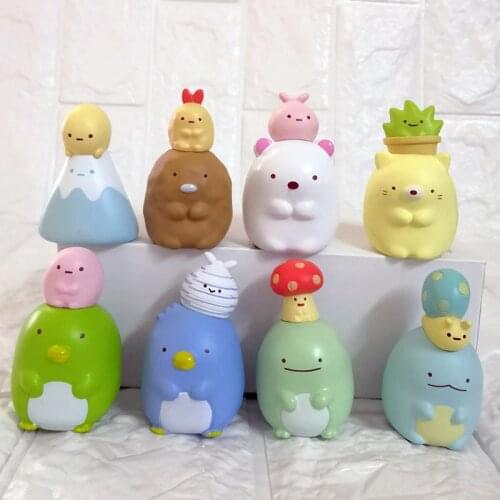 8pcs/set Kawaii Sumikko Gurashi Japan Anime Figure PVC Toy Cute San-X Corner Bio Polar Bear Lizard Doll Room Decor Gift for Boys