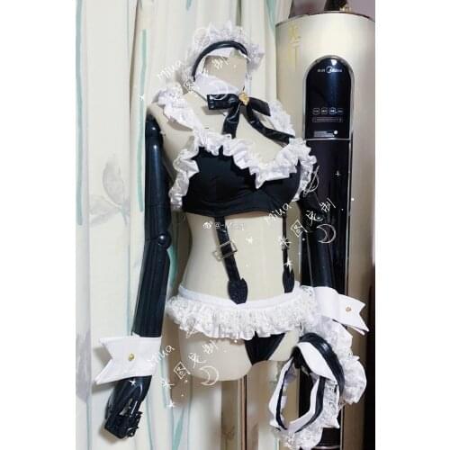 [Customize] Anime Game Azur Lane Mika Black Cat Maid Uniform Cosplay Costume Halloween Party Suit For Women Girls New