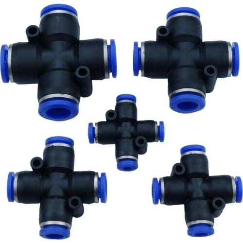 4,6,8,10 12 mm OD Pneumatic Air Push In Quick Fitting Union Cross Connector