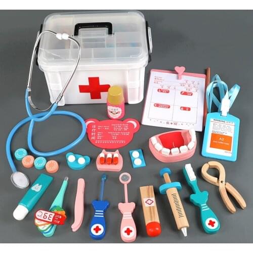 Kids Toys Wooden Toys Pretend Play Doctor Toys Stethoscope Injection Set Baby Early Educational Toys For Children Boy Girl Gifts