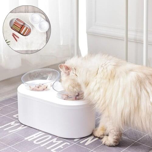 Pet Double Bowl Detachable Large Capacity Cat Feeder Split Dog Drinking Water Dish High Elevated Puppy Kitten Feeding Food Bowls