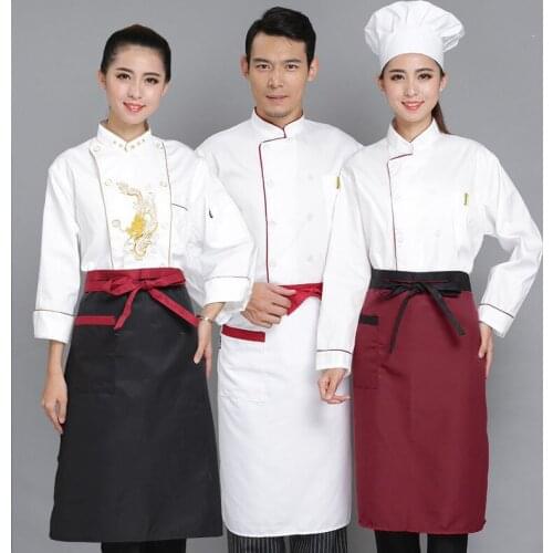 Chef Apron Uniform Aprons For Hotel Restaurant Half Waist Waiters Apron With Pockets Adjustable Kitchen Cook Aprons Food Service