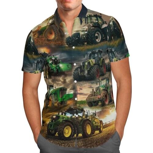Car Tractor 3D Printing Beach Hawaiian 2021 Summer Shirt Short Sleeve Shirt Streetwear Oversized 5XL Camisa Social Chemise Homme