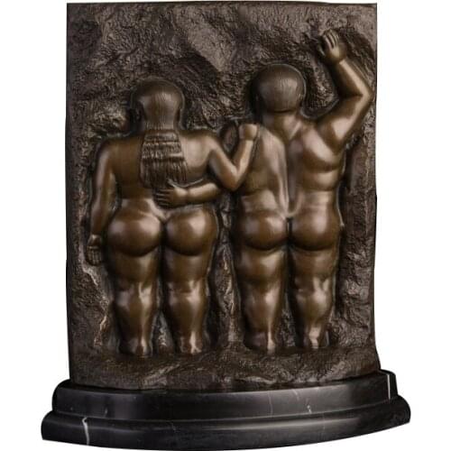 Ivorique DS-504 Famous bronze botero art decor Abstract bronze European fat lady and man statue sculpture for Studio decoration