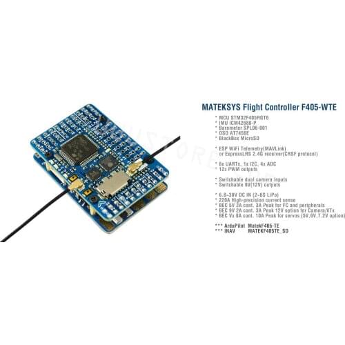 Matek MATEKSYS F405-WSE F405 STM32F405RET6 Flight Controller Built-in OSD SD Slot DPS310 for RC Drone F405-CTR Updated version