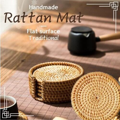 Handmade Rattan Mat Hot Insulation Coaster Pads Table Bowl Mats Home Christmas Decor Heat Resistant Placemat For Dining Table
