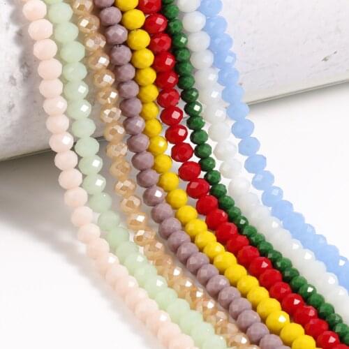 3/4/6/8mm Faceted Round Austria Crystal Beads Shiny Glass Rondelle Spacer Beads for Needlework Jewelry Making Diy Bracelet 15