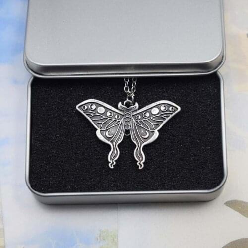 Lunar Eclipse Moon Butterfly Moth Necklaces Halloween Wicca Jewelry Gothic Unisex Gift