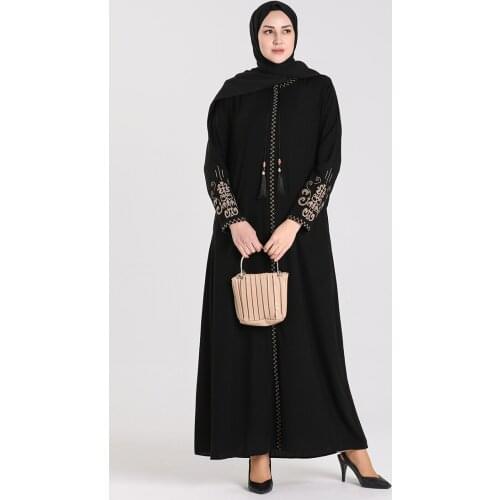 Minahill Large Size Embroidered Zipper Ferace 2003-01 Black 2003-01