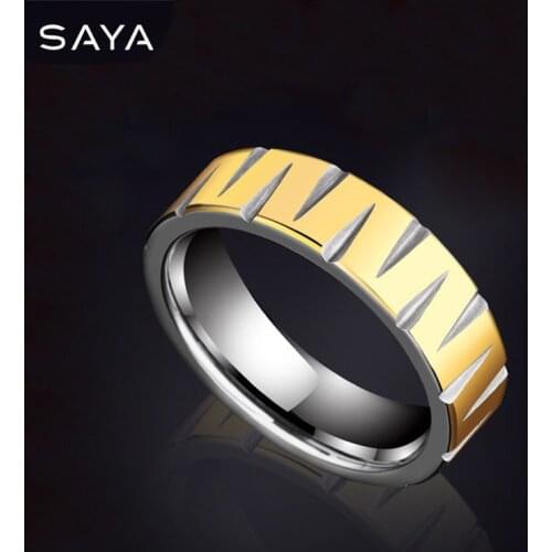 Men Tungsten Rings, 6mm Width High Polished 18K Gold Rings, Fashion Hip Hop, Free Shipping, Customized