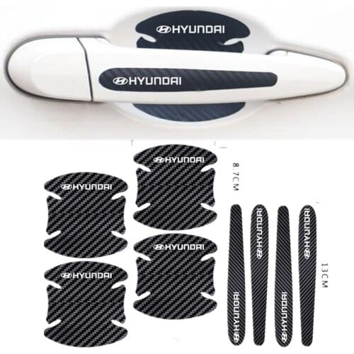 4pcs Car Door Handle Carbon Fiber Stickers Auto Goods for Hyundai I40 I30 I20 I10 IX35 IX25 Tucson Getz Terracan Accent