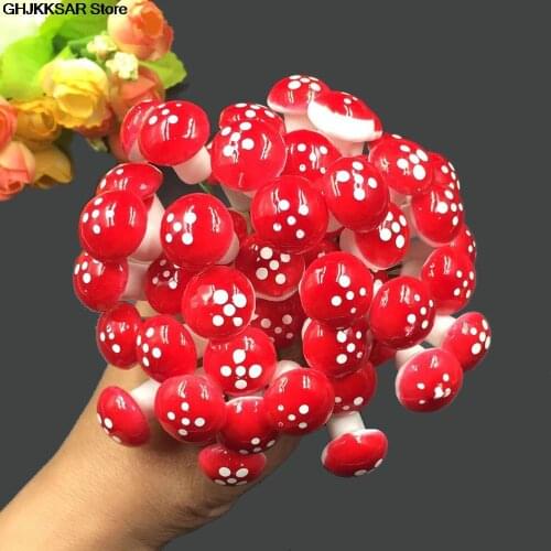 NEW Hot Sale 10Pcs 2cm Artificial Mini Mushroom Miniatures Fairy Garden Moss Terrarium Resin Crafts Decorations Stakes Craft
