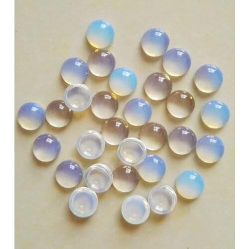 Wholesale fashion Natural opal stone round cab cabochon blue and white beads for jewelry Accessories 8mm 50pcs/lot free