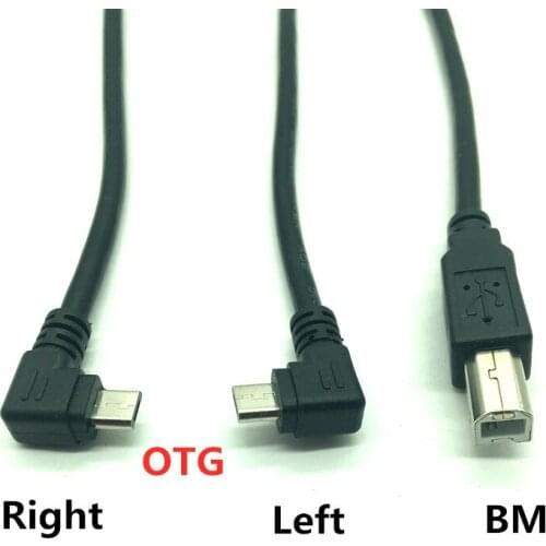 Details about Micro USB 90 Degree Left & Right Angled OTG to Standard B Type Printer Scanner Hard Disk 0.3m 30cm