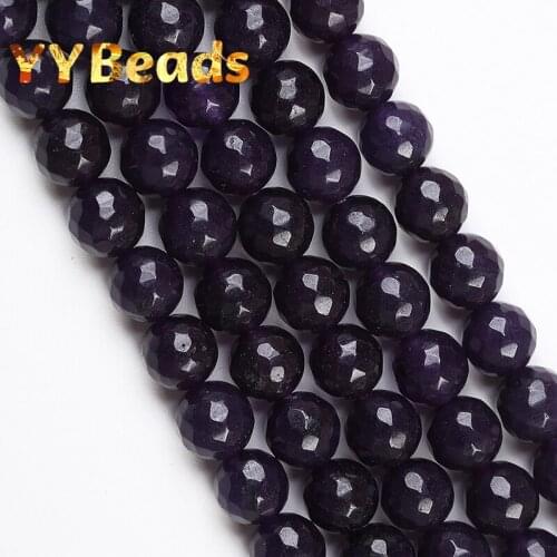 Natural Faceted Purple Jades Beads 8mm 10mm Spacer Loose Charm Beads For Jewelry Making DIY Women Bracelets Ear Studs Wholesale