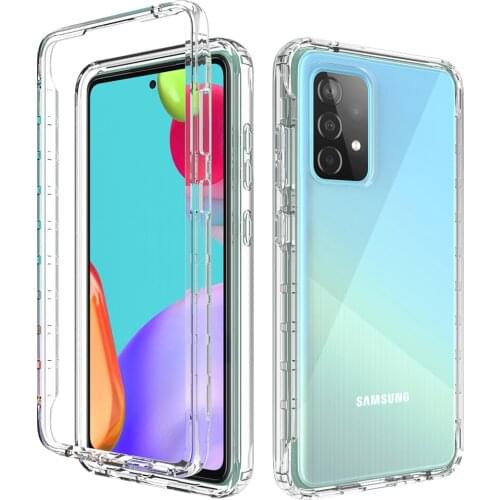 2 in 1 Rugged Armor Shockproof Case For Samsung Galaxy A52 Anti-slip Soft TPU Bumper Hard PC Transparent Acrylic Back Cover