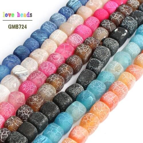Multicolor Matte Frosted Agates Spacer Irregular Square Beads for Jewelry Making DIY Bracelet 15'' Strand 7-8mm