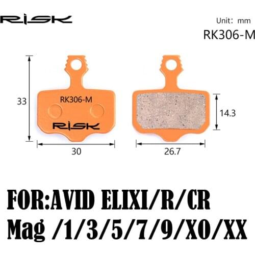 RISK Full-metal Bicycle Disc Brake Pads for for AVID ELIXI/R/CR Mag /1/3/5/7/9/XO/XX Disc Brake Set Pads 1 Pair