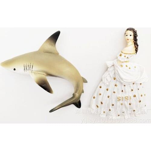 Hand Drawing Cartoon Princess Sissi Refrigerator Magnets Austria Souvenir Shark Animal Magnet Refrigerator Decor Gift Ideas