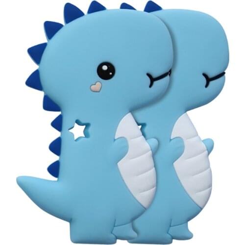 2pcs Silicone Baby Teether Toddler Toys DIY Stroller Accessories For Pacifier Chain Dinosaur Sheep Food Grade Toys Baby Teether