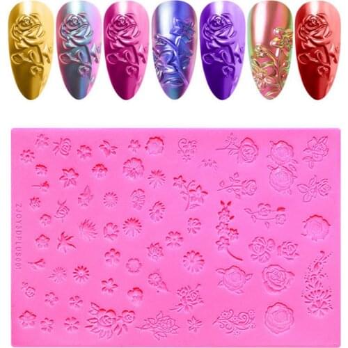 Silicone Nail Printing Template 3D Relief Manicure DIY Carved Stamping Plate Nail Art Manicure Decora