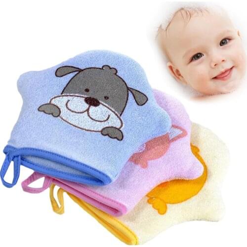 Cute Animal Cartoon Duck Print Baby Soft Cotton Bath Shower Exfoliating Rubbing Towel Glove New