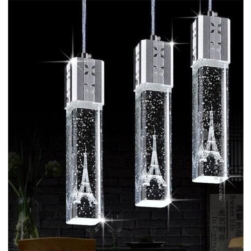 Single aisle Modern minimalist LED crystal pendant lamp three creative room lamps bar restaurant Pendant Lights ZZP4261013