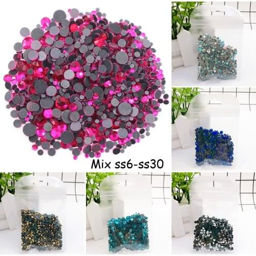 Ss6 ss10 ss16 ss20 ss30 Hot fix Rhinestone Glitter Strass Flatback Glass Crystal Hotfix stones Iron on Rhinestones For Garment
