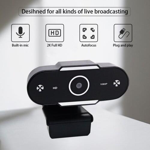 2K Autofocus Webcam Universal Mini HD USB Computer Camera Rotating Cameras For Live Streaming Conference Work Video Calling