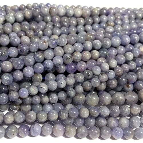 Veemake Natural Genuine Purple Blue Tanzanite Round Loose Gemstone Womens Beads For Jewelry Making Necklaces Bracelets 07025