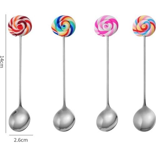 Stainless steel donut lollipop fork spoon dessert fruit fork honey coffee stirring spoon childrens tableware accessories