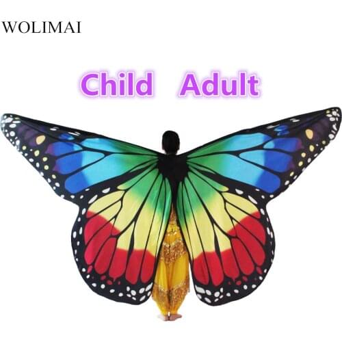 Belly Dance Wings Butterfly Wings Sticks Bag Kids Belly Dancing Costume Children Women Adult Bellydance Colorful Wings Robs