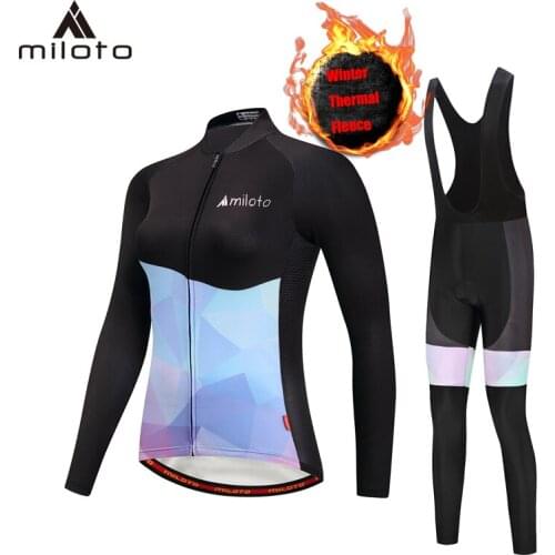 Miloto Winter Long Sleeve Mountain Bike Clothes Wear Racing Bicycle Thermal Fleece Ropa Maillot Ciclismo cycling jersey suits