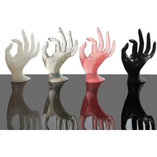 1pc Lady Mannequin Ok Shaped Stand Hand Black Velvet Ring Bracelet Necklace Chain Watch Display Holder Stand 17 x 8cm