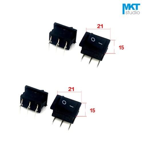 10Pcs Sample Black 21*15mm Right Angle 3P 3 Pins 2 Positions SPDT Miniature Electrical Rocker Switch