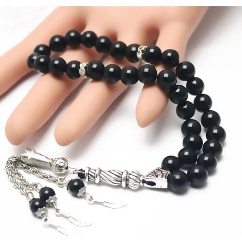 100% Original Natural Agates Stone Muslim Prayer Beads Islamic Tasbih Allah Prayer Rosary Tesbih Islam Misbaha Bracelet