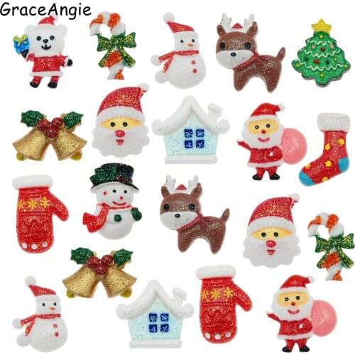 20/16pcs Resin Flatback Slime Resin Christmas Snowman Craft Flatback Cabochon Scrapbooking Home Decoration Christmas Kawaii DIY