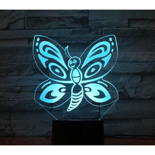 3d Lamp Creative Butterfly Led Night Light Home Bedside Lamp Home Decoration Holiday Xmas Gifts For Kid Birthday