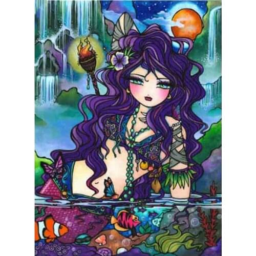 5D Diy Diamond Embroidery Gypsy Pirate Mermaid Tropical Fantasy Diamond Painting full square round Picture of RhinestoneZP-566