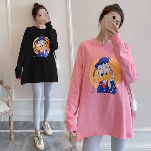 6849# Maternity Tops Spring Autumn cartoon leisure Long Sleeves Easy Matching Loose Stylish Tops for Pregnant Women