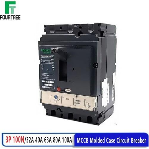 3P 100N 32/40/63/80/100A MCCB Moulded Case Circuit Breaker NSX Type Air Switch Distribution Protection