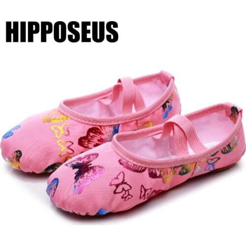 Hipposeus Non-Slip Ballet Shoes Girls Soft Sole Children Ballet Dancing Shoes Gym Exercise Dancing Shoes Yoga Belly Slippers