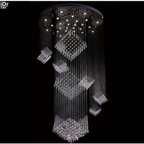 Large engineering high quality crystal chandelier penthouse villa property grade crystal staircase crystal lamps Chandeliers
