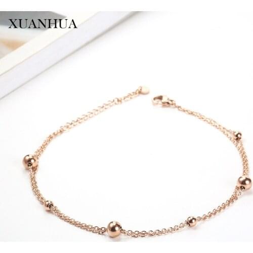 XUANHUA Rose Gold Steel Ball Chain Link Bracelets Bangles Stainless Steel Jewelry Woman Vogue 2019 Jewelry Accessories Bohemian
