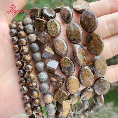 Natural Brown Bronzite Round Oval Shape Loose Stone Beads For DIY Necklace Bracelet Jewelry Making Strand 15" Free Shipping