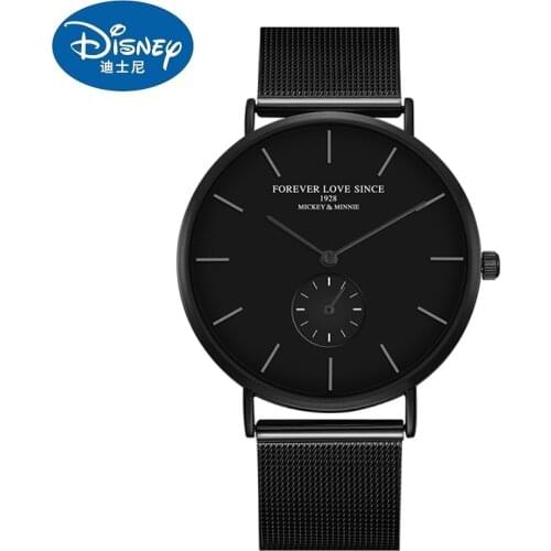 Disney Original Micky Minnie Couple Quartz Watches Stainless Steel Mesh Band Men Women Wristwatches Lady Montre Femme Watches