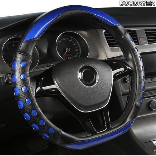 DOODRYER Carbon Fiber Leather Car Steering Wheel Cover For Mitsubishi ASX Outlander Lancer Pajero L200 Mirage Triton Attrage